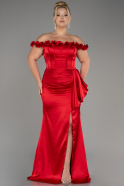вечернее платье большого размера Длинный Атласный Красный ABU4046