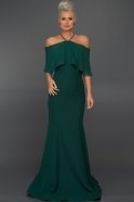 Длинное Вечернее Платье Изумрудно-зеленый ABU091