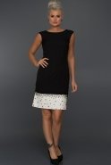 Короткое Вечернее Платье Черный-Белый C8033