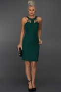 Короткое Вечернее Платье Изумрудно-зеленый C8044