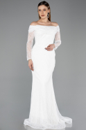 Вечерние Платья Длинный Кружево Белый ABU5617