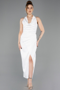 Коктейльные Платья Атласный Миди Белый ABK2506
