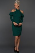 Короткое Вечернее Платье Изумрудно-зеленый ABK147
