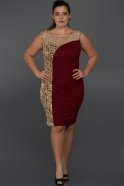 Короткое Свободное Вечернее Платье Бордовый AR36816
