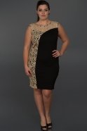 Короткое Свободное Вечернее Платье Черный-Золотой AR36816