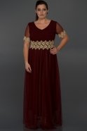 Длинное Платье Большого Размера Бордовый AR36838
