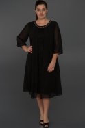 Короткое Свободное Вечернее Платье Черный C9029