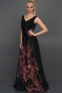 Длинное Вечернее Платье Черный-Сливовый ST5253