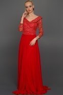 Длинное Выпускное Платье красный ABU337