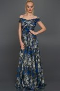 Длинное Вечернее Платье Ярко-синий ABU036
