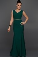 Длинное Вечернее Платье Изумрудно-зеленый ABU284