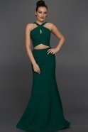 Длинное Вечернее Платье Изумрудно-зеленый ABU191