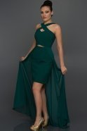 Длинное Вечернее Платье Изумрудно-зеленый ABK104