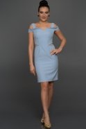 Короткое Вечернее Платье Светло-синий C8038