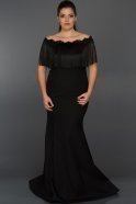 Длинное Широкое Платье Черный ABU024