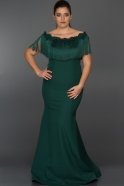 Длинное Широкое Платье Изумрудно-зеленый ABU024