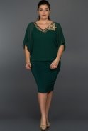 Короткое Платье Большого Размера Зеленый-Золотой ALK6009