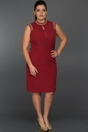 Короткое Платье Большого Размера Бордовый N98514