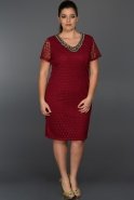 Короткое Платье Большого Размера Бордовый N98557