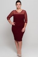Короткое Свободное Вечернее Платье Бордовый AR36795