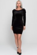 Короткое Велюровое Вечернее Платье Черный AR36772