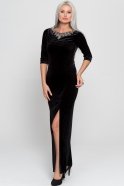 Длинное Велюровое Вечернее Платье Черный AR36780