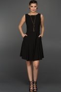 Короткое Вечернее Платье Черный T2971