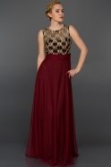Длинное Вечернее Платье Бордовый-Золотой AR36938