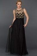 Длинное Вечернее Платье Черный-Золотой AR36938
