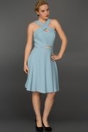 Короткое Вечернее Платье Светло-синий W8000