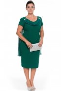 Короткое Платье Большого Размера Изумрудно-зеленый ALK6001