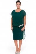 Короткое Платье Большого Размера Изумрудно-зеленый ALK6003