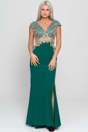 Длинное Свободное Вечернее Платье Изумрудно-зеленый ALY6163
