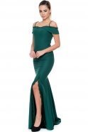 Длинное Вечернее Платье Изумрудно-зеленый ABU125