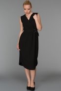 Короткое Вечернее Платье Черный T2998