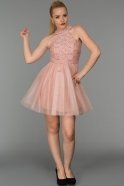 Короткое Вечернее Платье Принцесса Пудровый ES3578
