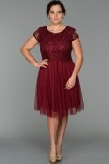 Короткое Платье Большого Размера Бордовый AR36877