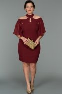 Короткое Свободное Вечернее Платье Бордовый ABK059