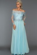 Длинное Вечернее Платье Принцесса Светло-синий ABU019