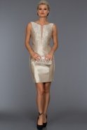Короткое Вечернее Платье Телесный F7109