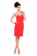 Вечернее Платье Свободного Кроя Оранжево-Красный O7716