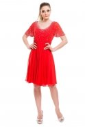 Вечернее Платье Свободного Кроя Оранжево-Красный O3601