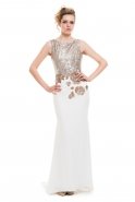 Длинное Вечернее Платье На Выпускной Белый-Норковый ALK4568