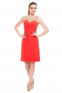 Вечернее Платье Свободного Кроя Оранжево-Красный O7733