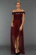 Вечернее Платье Короткое Спереди Длинное Сзади Бордовый AR38015