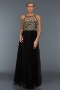 Длинное Вечернее Платье Черный-Золотой AR38025