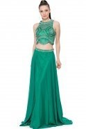 Длинное Выпускное Платье Изумрудно-зеленый ABU338