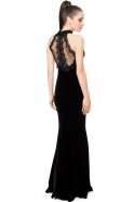 Длинное Велюровое Вечернее Платье Черный T2758