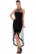 Короткое Велюровое Вечернее Платье Черный ABO011
