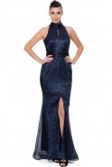Длинное Вечернее Платье Темно-синий F2841